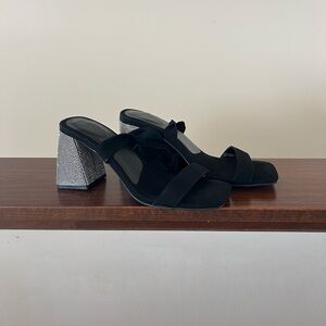 NWOT Charlotte Russe Black Suede Lace Up Heels.